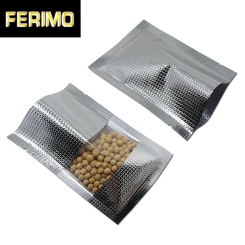 

1000Pcs/Lot Silver Open Top Heat Seal Vacuum Package Aluminum Foil Lines Bag with Window Food Snack Storage Packaging Bags