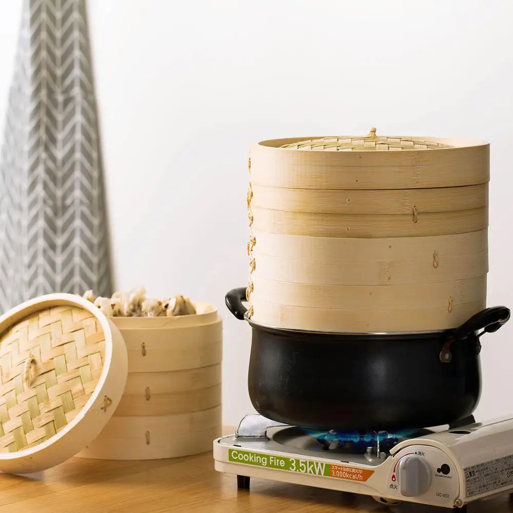 

25CM/21CM Cage+Cover Cooking Bamboo Steamer Household Multi-layer Dumplings Bamboo Cage With Cover Kitchen Cooking Tools
