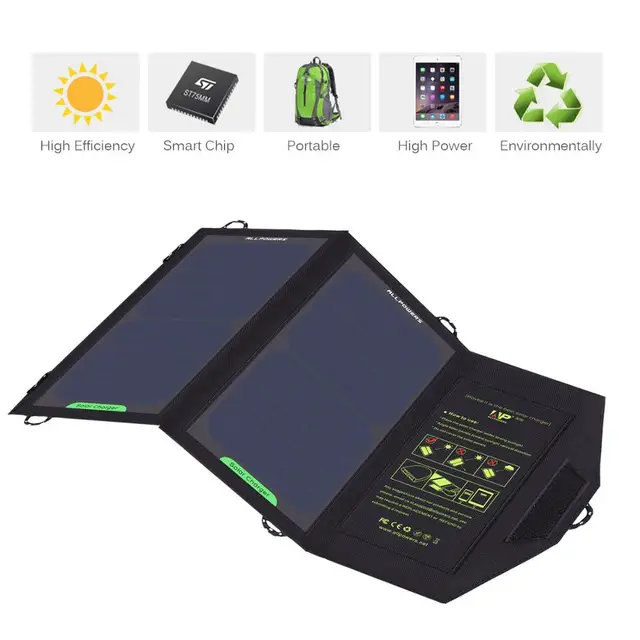 ALLPOWERS Solar Panel 10W 5V Solar Charger Portable Solar Battery Chargers Charging for Phone for Hiking  Camping Outdoors 5