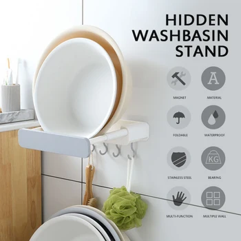 

Kitchen bathroom Storage Holder Racks washbasin hook Multifunctional Telescopic storage rack wall-mounted shelf seamless folding