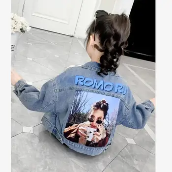 

Baby girl clothes children denim jackets Single-breasted print casual outerwear for girls fashion jean jackets for girls Y2725