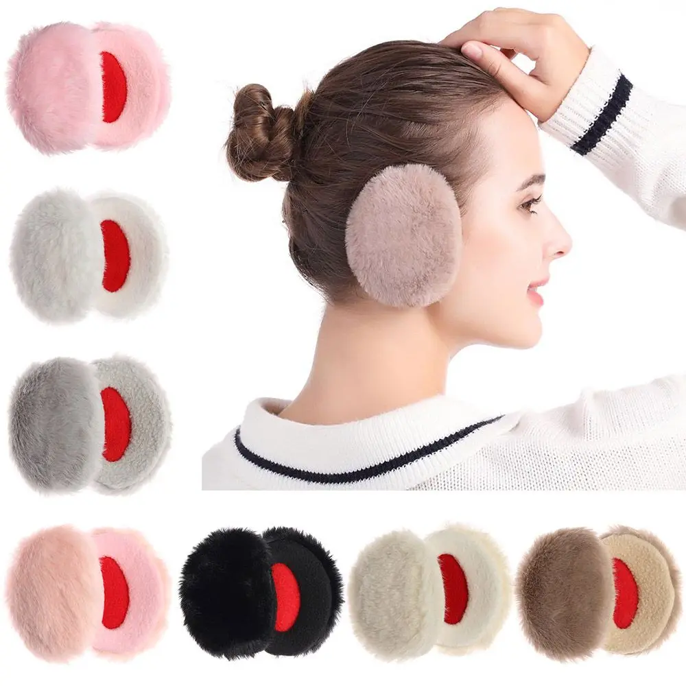 1Pair Bandless Ear Muffs for Men Women Winter Fluffy Fleece Ear Cover