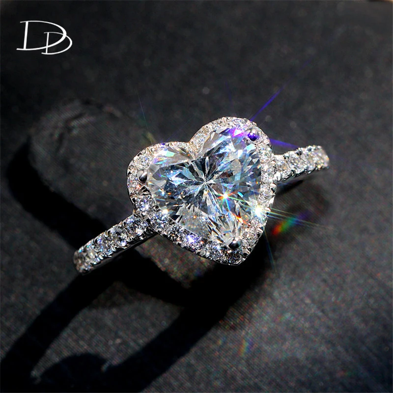 DODO SilverPinkYellow Wedding band engagement heart shape rings For Women accessories Bridal Luxury Jewelry bagues DD509 (6)