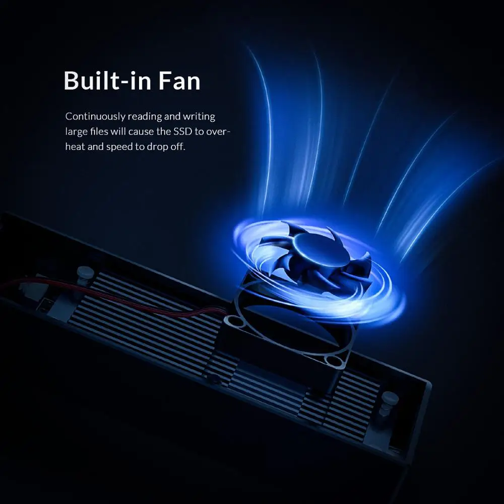 SSD Enclosure ORICO 20Gbps M.2 NVME Case with Built-in Cooling Fan Type-C For M.2 2230 2242 2260 2280