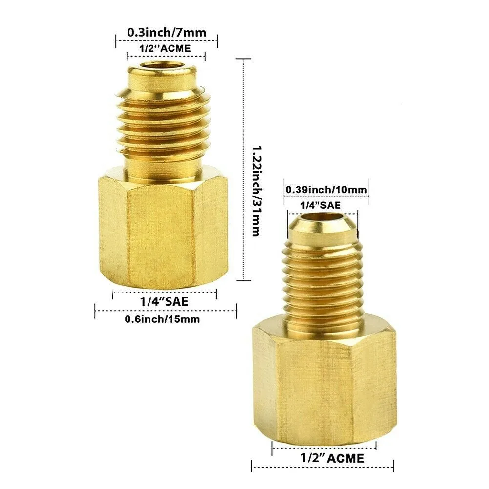 R12 To R134a Adapter Connector R134a To R12 1/2 Acme Male Brass Gold Hot Durable 
