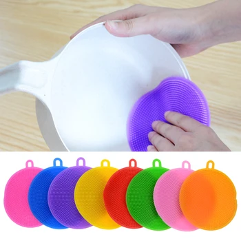 

8 Color Multifunctional Silica Gel Dishwash Brush Dishwash Cloth Thickening Cleaning Detergent Cleaning Kitchen Wash Cloth