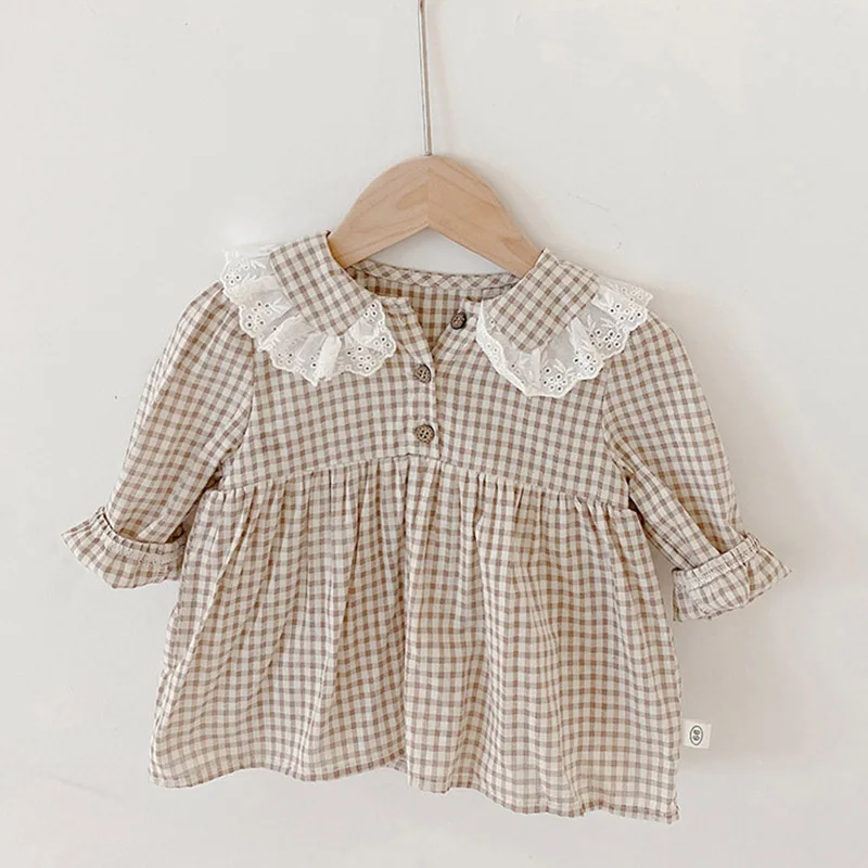 Girls Plaid Long Sleeve Baby Bodysuit