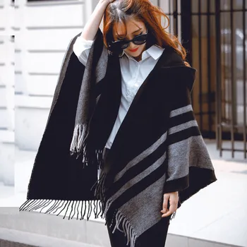 

2020 Luxury Warm Knitted Winter Women's Scarf Foulard Femme Plaid Shawl Wraps Blanket Cape Head Scarf Fashion Women's Scarves