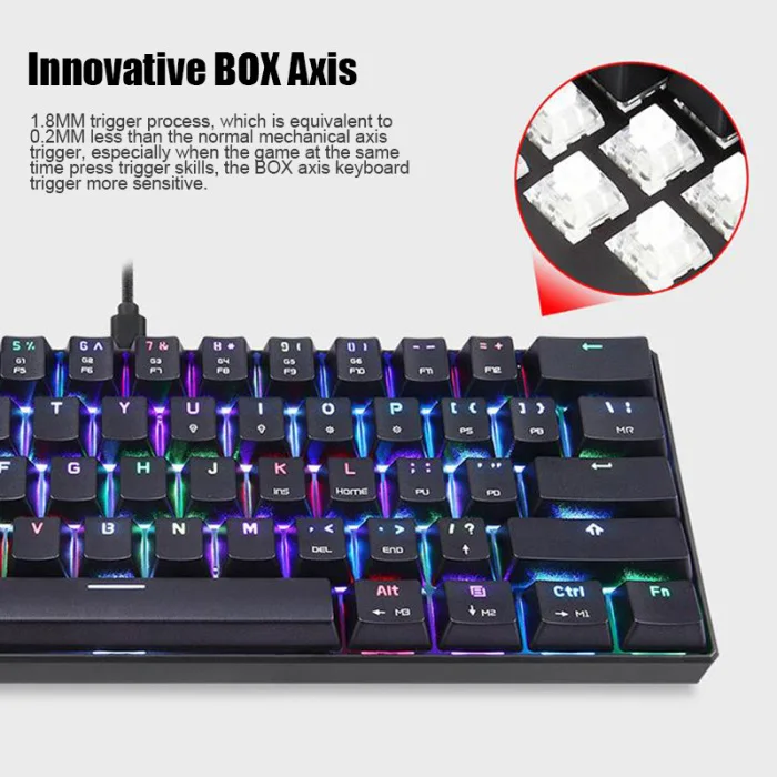 RGB Backlight Mechanical Keyboard CK61 with Box Switch Gaming Keyboard Quick Response Speed GT66