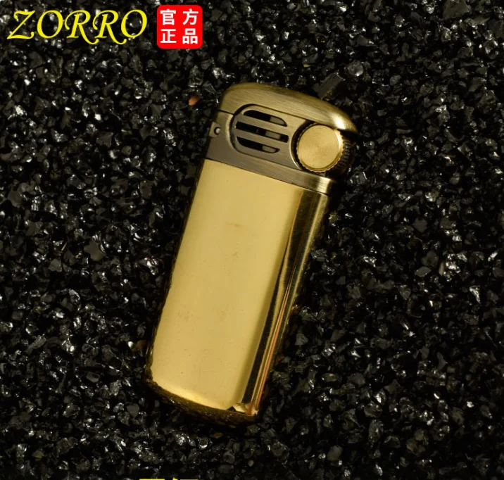 Zorro шлифовальный круг пламя Керосин Зажигалка; медь Винтаж ветрозащитный зажигалка; мужской подарок-6,8 см - Цвет: Золотой
