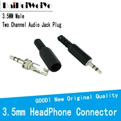 Connecteur de casque 3.5mm mâle, 10 pièces, prise Jack Audio à deux canaux 3.5 Mm avec boîtier en plastique noir 