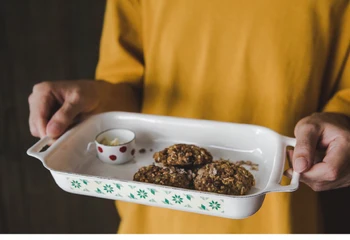 

Japanese baking pan rectangle thickened porcelain enamel bake tray oven household ovenware comal fruit plate bakeware ovenware