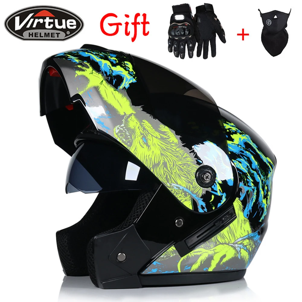 

2018 New Flip Up Racing helmet Modular Dual lens Motorcycle Helmet full face Safe helmets Casco capacete casque moto#
