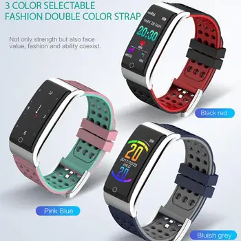 

E08 Color Screen Smart Ecg Monitor Exercise Bracelet Double Color Silica Gel Band 90Mah Ecg + Ppg Metal Appearance