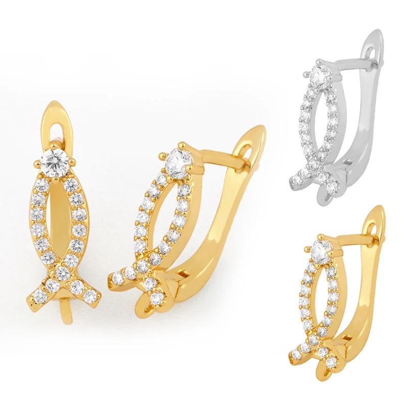 

OCESRIO DIY Handmade Fish Earring Hooks Zircon Earrings Making Pendants Luxury Jewelry Making Accessories erha015