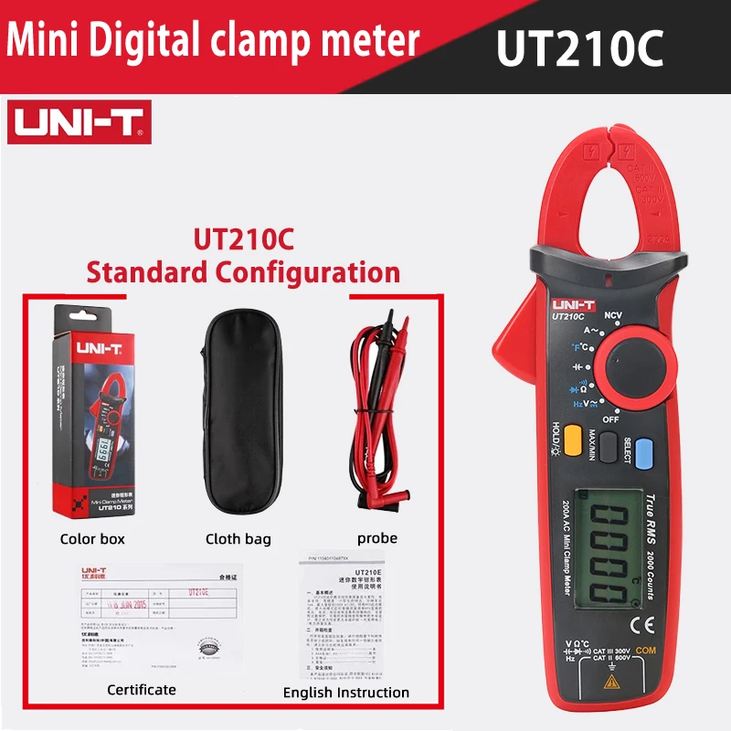 voice volume meter UNI-T UT204 Plus/UT210 Series Clamp Ammeters. Temperature Voltage Tester LCD Digital Current clamp AC/DC NCV True Rms Multimeter loggers tape measure Measurement & Analysis Tools