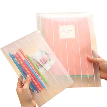 

2 Sizes Available Clear Frosted Pull Side Storage Bag Waterproof Document File Bag School Supplies Stationery Pencil Case