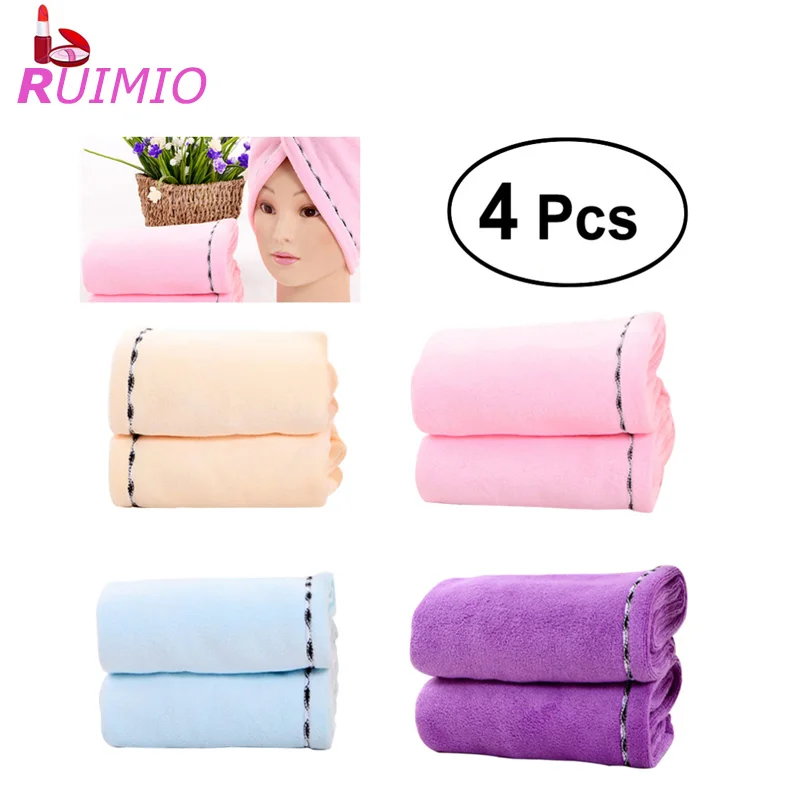

4Pcs Microfiber Hair Drying Towels Fast Drying Hair Cap Long Hair Wrap Hair Towel Random 4 different colors