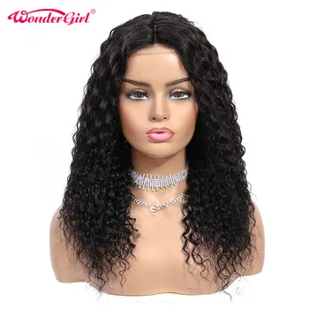 

Wonder Girl Brazilian Deep Curly Lace Front Human Hair Wigs Pre Plucked 2x5 PU Wig With Baby Hair Natural Hairline Remy Hair