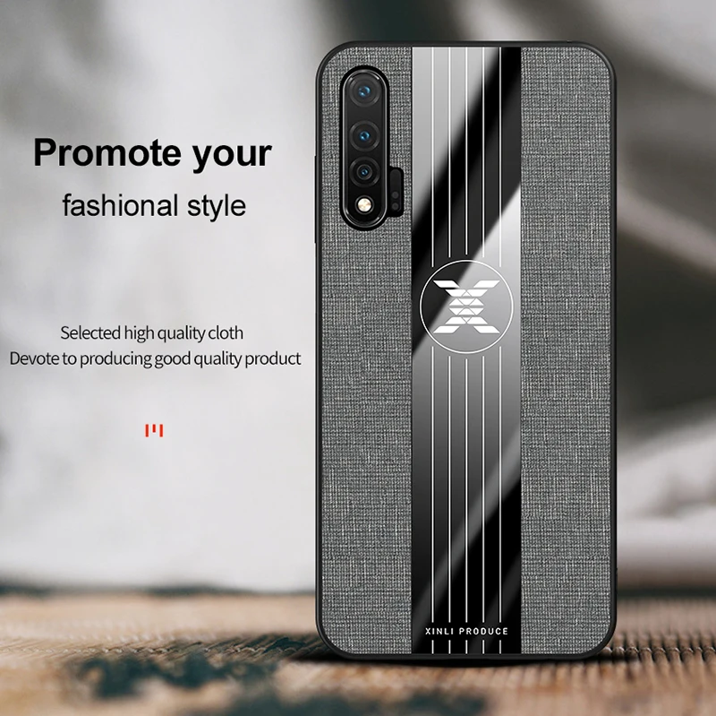 MAKAVO For Huawei Nova 6 5G Case Nova6 Ring Holder Fabric Hard Cover Soft Frame Cloth 2