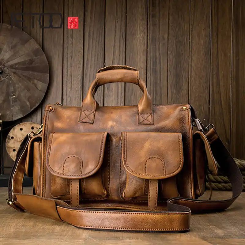 vegetable tanned leather messenger bag