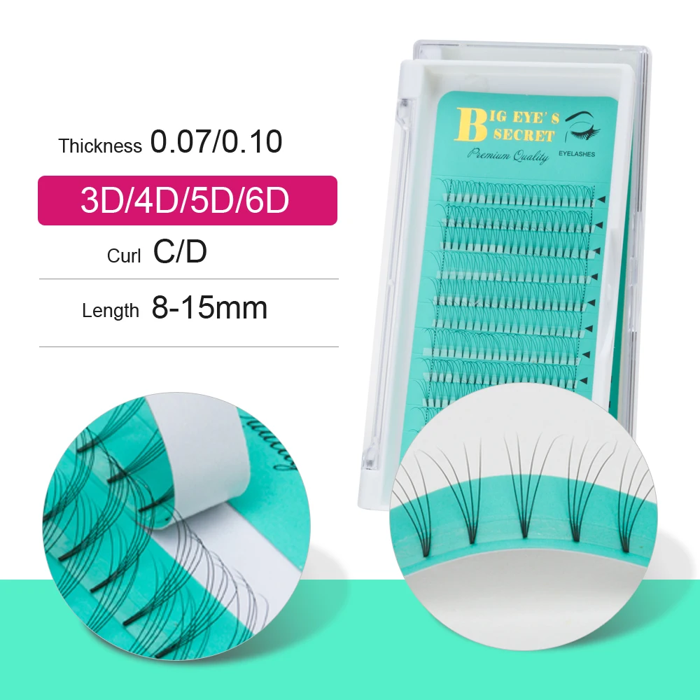 

Big eye's secret Eyelashes Extension Short Stem Pre made Fans 3D/4D/5D/6D Russian Volume Lash Eyelash Individual Extensions