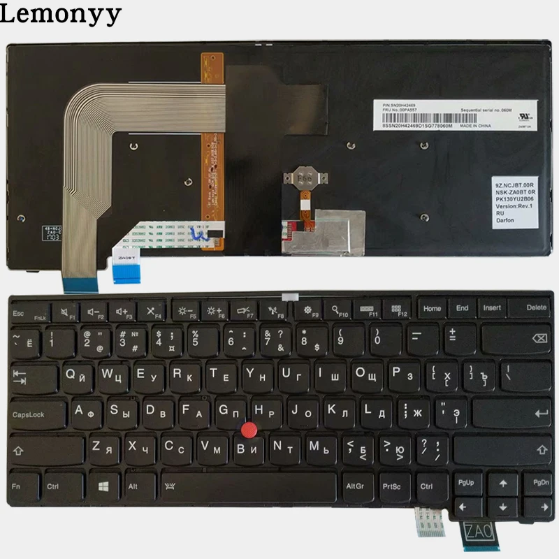 Russian laptop Keyboard For for Lenovo Thinkpad T460S T470S Backlit RU black Keyboard SN20H42469 00