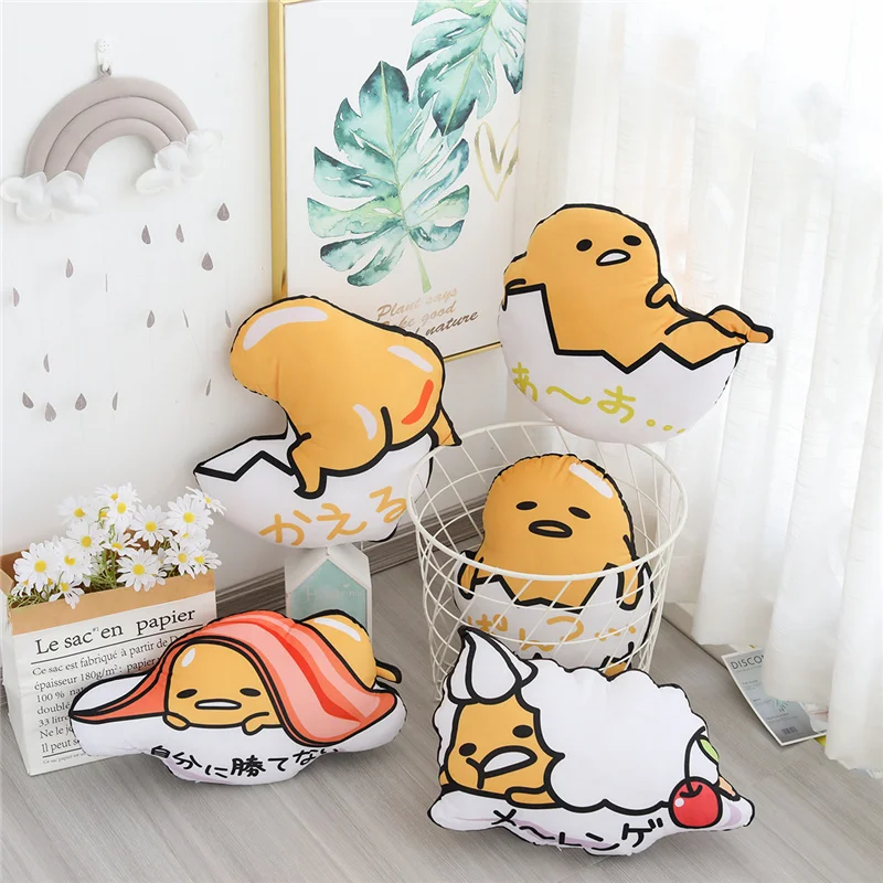 Cartoon anime cute egg yolk soft toys Double-sided printing pillows Kawaii room decor Sofa Cushion child Birthday gifts girls