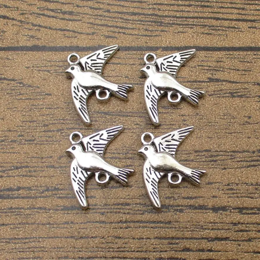 Tibetan Silver Sparrow Charms 30PCS/Lot 22×18mm DIY Supplies Birds Connector Swallow Pendant Antique Tone-RS743 | Украшения и