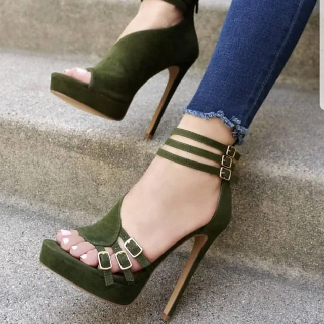 army green pumps