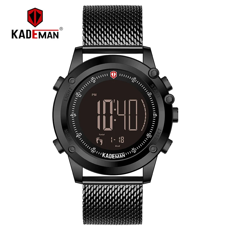 KADEMAN Tech цифровые часы модные спортивные мужские наручные часы Счетчик шагов 3ATM повседневные кожаные часы с ЖК-дисплеем Relogio Masculino - Цвет: K698-B-S