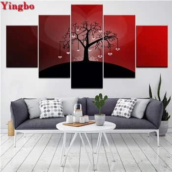 

diy 5d full squareround diamond painting 5 Piece Red Abstract Tree diamond embroidery full display mosaic Rhinestones painting