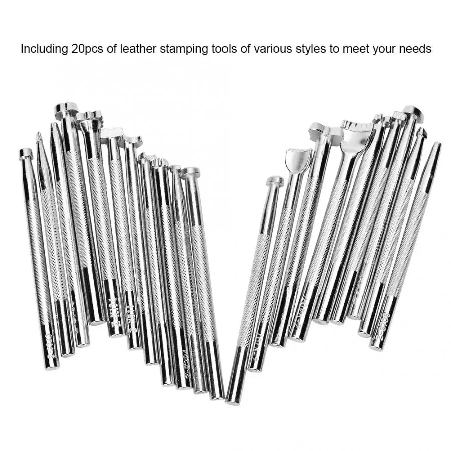 20Pcs Alloy Leather Stamping Carving Printing Saddle Making Tool Leathercraft Embossing Mold