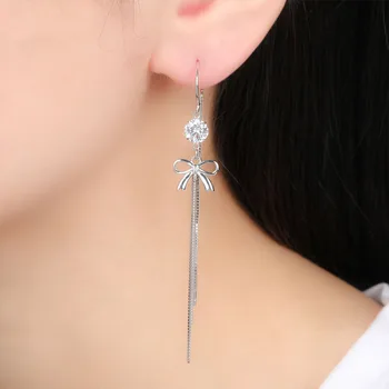 

925 sterling silver butterfly earrings for Women zircon anti-lost ear line thin face Earings Korean Fashion 2020 Silver Jewelry