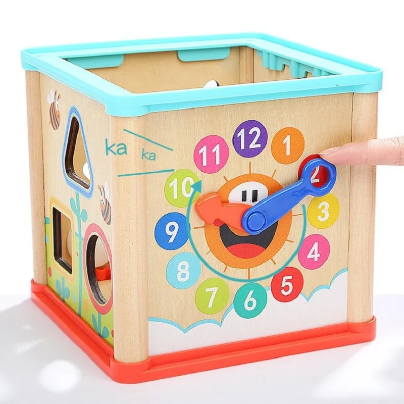  Baby educational toys 5 in 1 Wooden Activity Cube Bead Maze Multi-purpose Educational Toy for Kids 