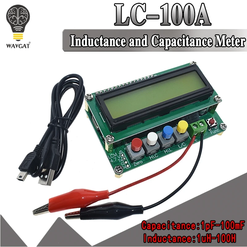 OSCAR WOODS Capacitance Meter,Digital LCD High Precision Inductance Table Tester LC Meter Frequency 1pF-100mF 1uH-100H LC100-A Test Clip