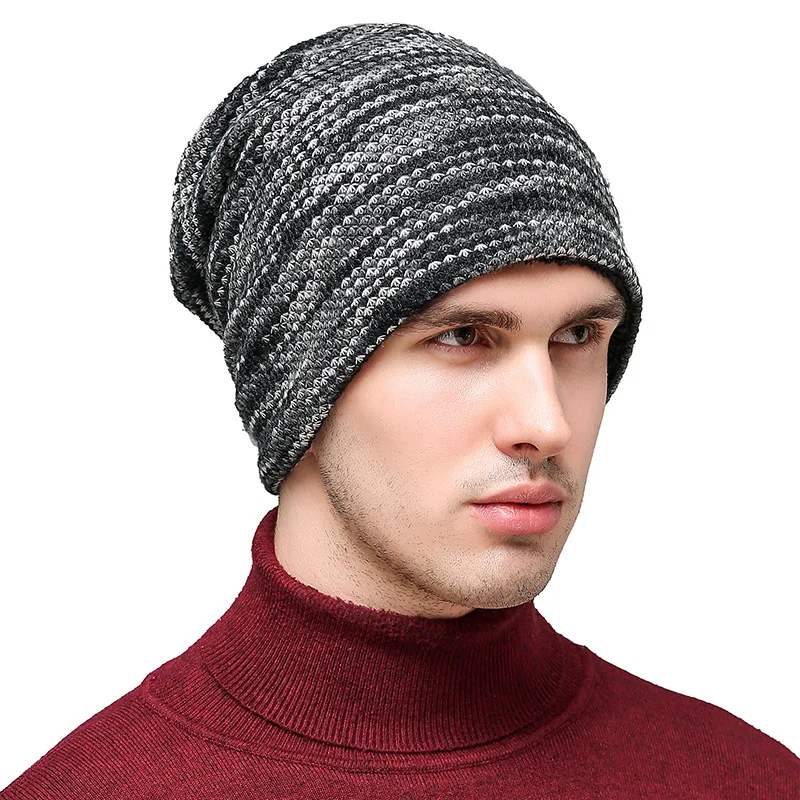 Зимняя теплая объемная длинная безразмерная шапочка toque, мешковатая шапка унисекс с флисовой подкладкой, вязаная шапка с черепом, удобная повседневная шапка, головной убор - Цвет: 3