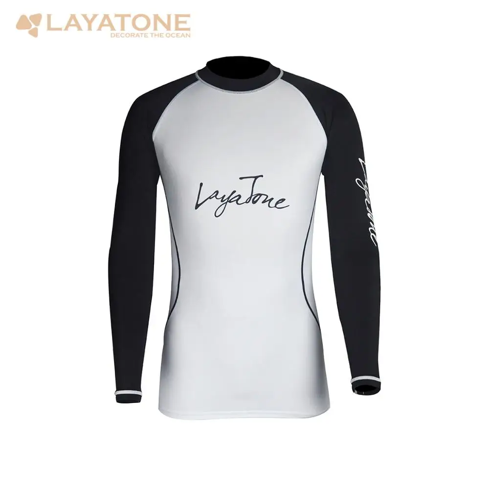 

LayaTone Men Rashguard Swimsuit Long Sleeve Surf Shirts Swimwear UV-Protection Rash Guard Top UPF 50+ Beach Wear Swimming Suit