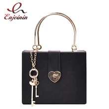 Черная сумка в форме сердца с пряжкой из искусственной кожи, женская сумка на плечо, сумка через плечо, повседневные модные вечерние сумки-тоут