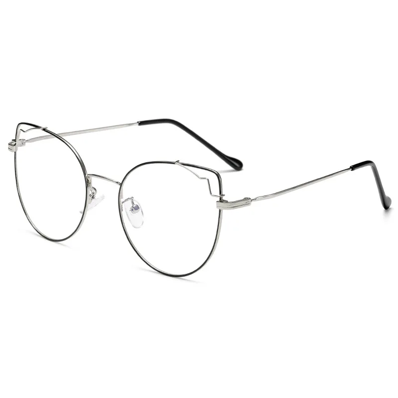 NYWOOH прозрачные очки кошачий глаз оправа Женские винтажные большие очки оправа женские оптические очки - Цвет оправы: blacksilver