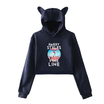 

Custom Harry Styles Fine Line Design Pullover Women Cat Hood Hoodies Fleece Sweatshirt Crop Tops Short Girl Sexy Streetwear