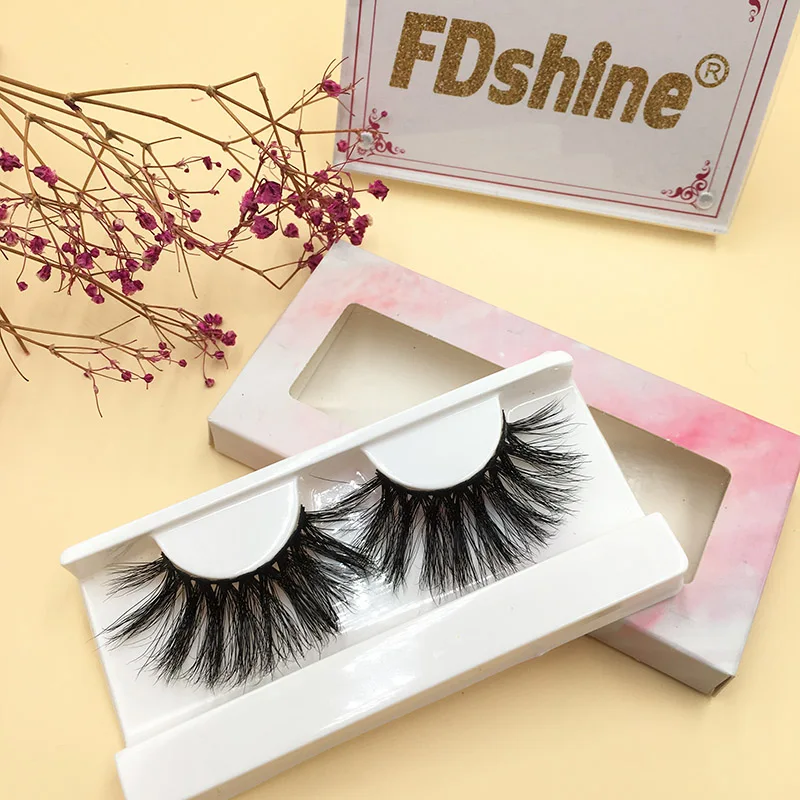

Mink Eyelashes Seller 25mm Lashes 5D Effect with Pink Lash Box Custom Packaging