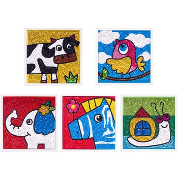 

Kids DIY Diamond Painting with Frame Cartoon Animal Pattern Diamond Cross Stitch DIY Handmade Puzzle Gift