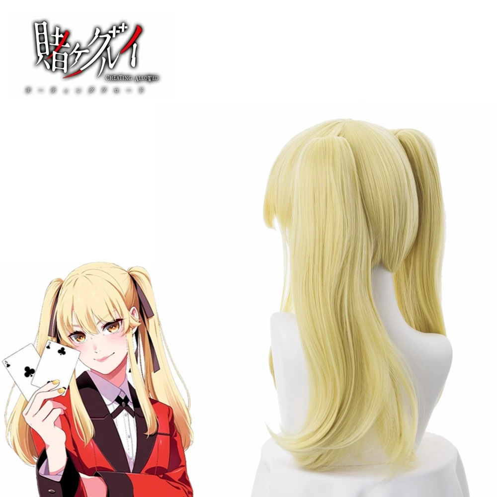 Kakegurui Mary Saotome Meari блонд конский хвост волосы термостойкие косплей костюм парик+ шелковая лента+ парик шапка