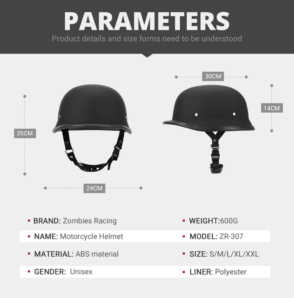 New Leather Motorcycle Helmet German Motorcycle Open Face Half Helmet Chopper Biker Pilot DOT BLACK