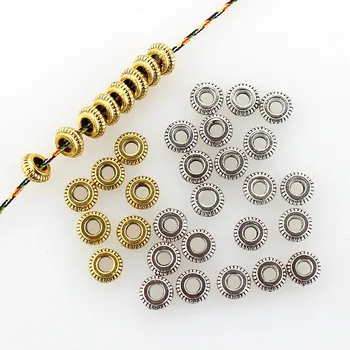 

50pcs/lot 3*7mm Antique Gold Silver Color Hole 2.8mm Big Hole Spacer Beads For Jewelry Making DIY Necklace Bracelet Accessories