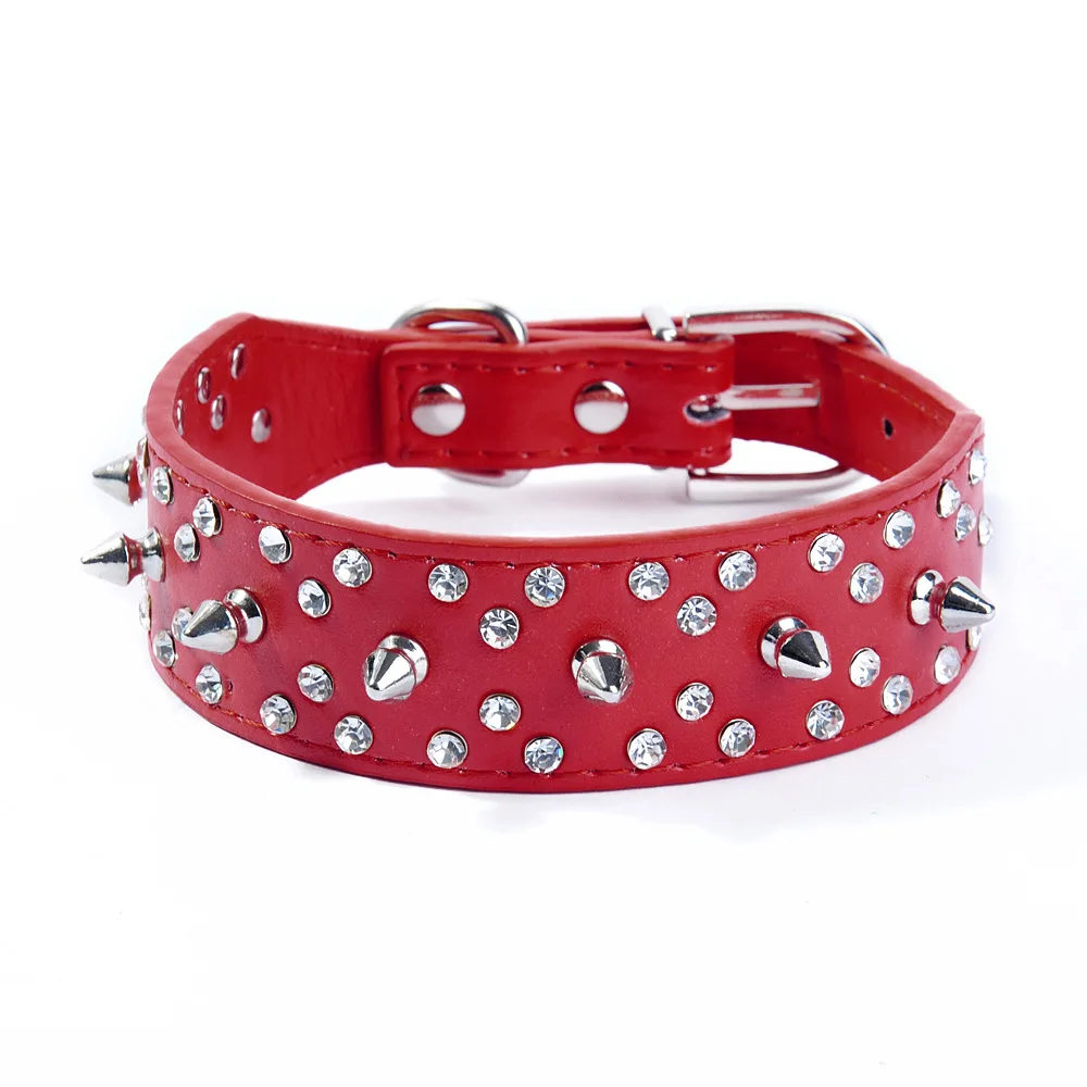 

Riveted Pet Collar Exquisite Crystal Dog Bullet Nail Dog Collar Pet Supplies Wholesale Leash Foreign Trade