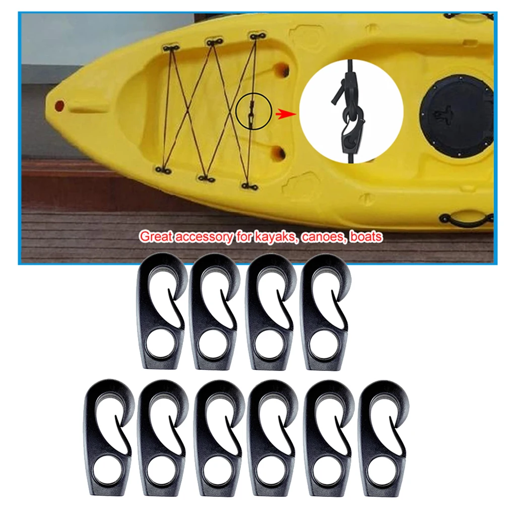 Pack of 10 Plastic Hooks for Kayaks 8mm Expander Rope Bungee Rope Carabiner