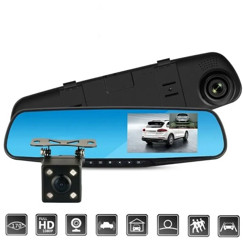 Полный 1080P Автомобильный видеорегистратор Камера авто 4," зеркало заднего вида цифровой видео видеорегистратор авто H4GC