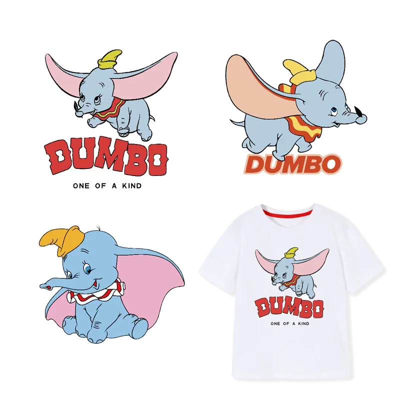 

Iron on Dumbo Elephant Patches For Clothes DIY T-shirt Applique Heat Transfer Vinyl Letter Animal Patch Sticker Thermal Press